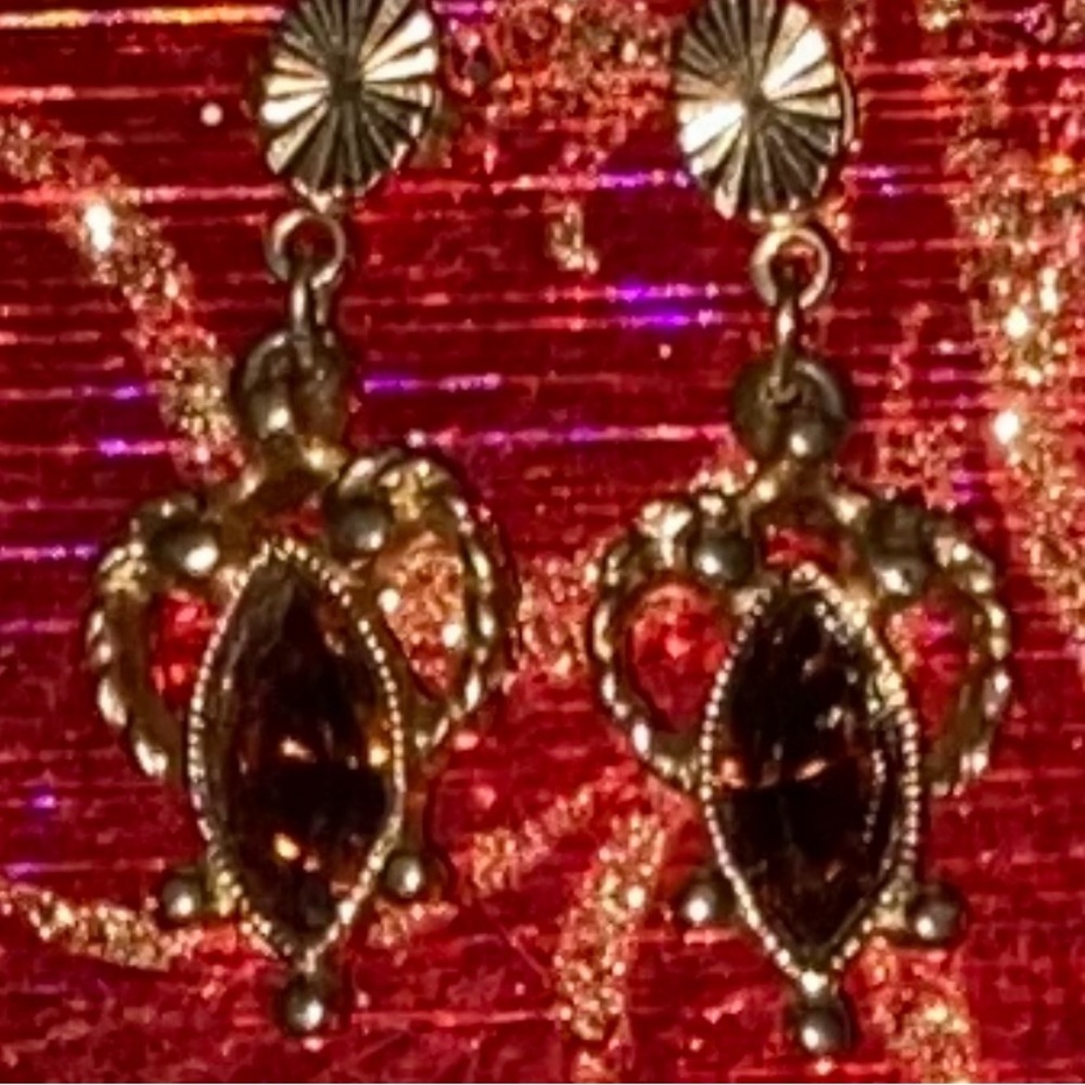 Elegant Gold and red ruby Drop Earrings